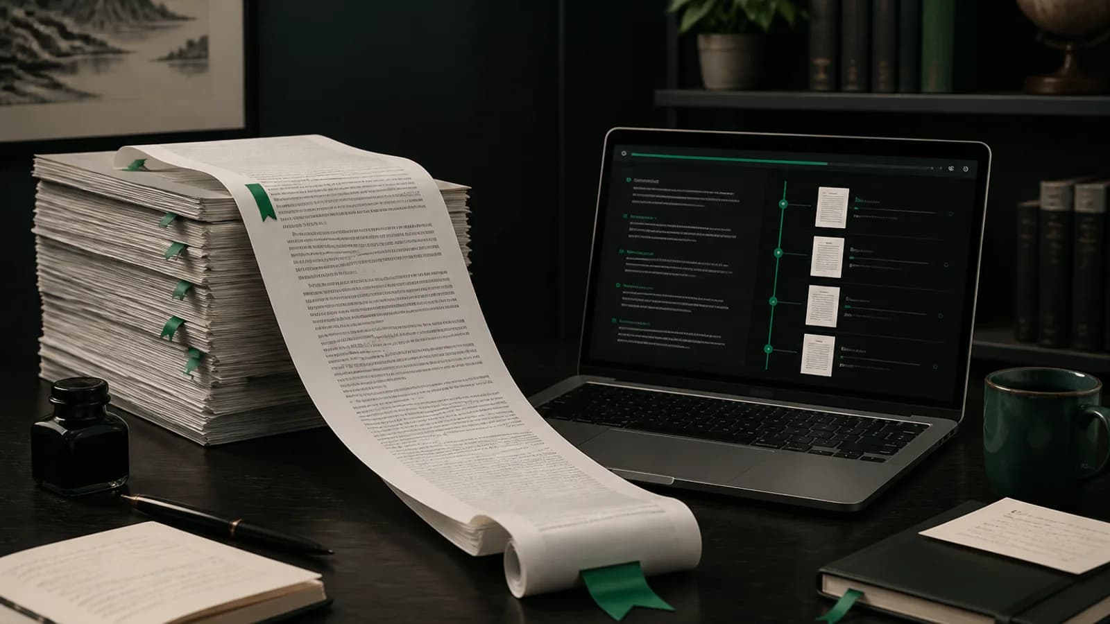 Layered document pages representing a large language model context window