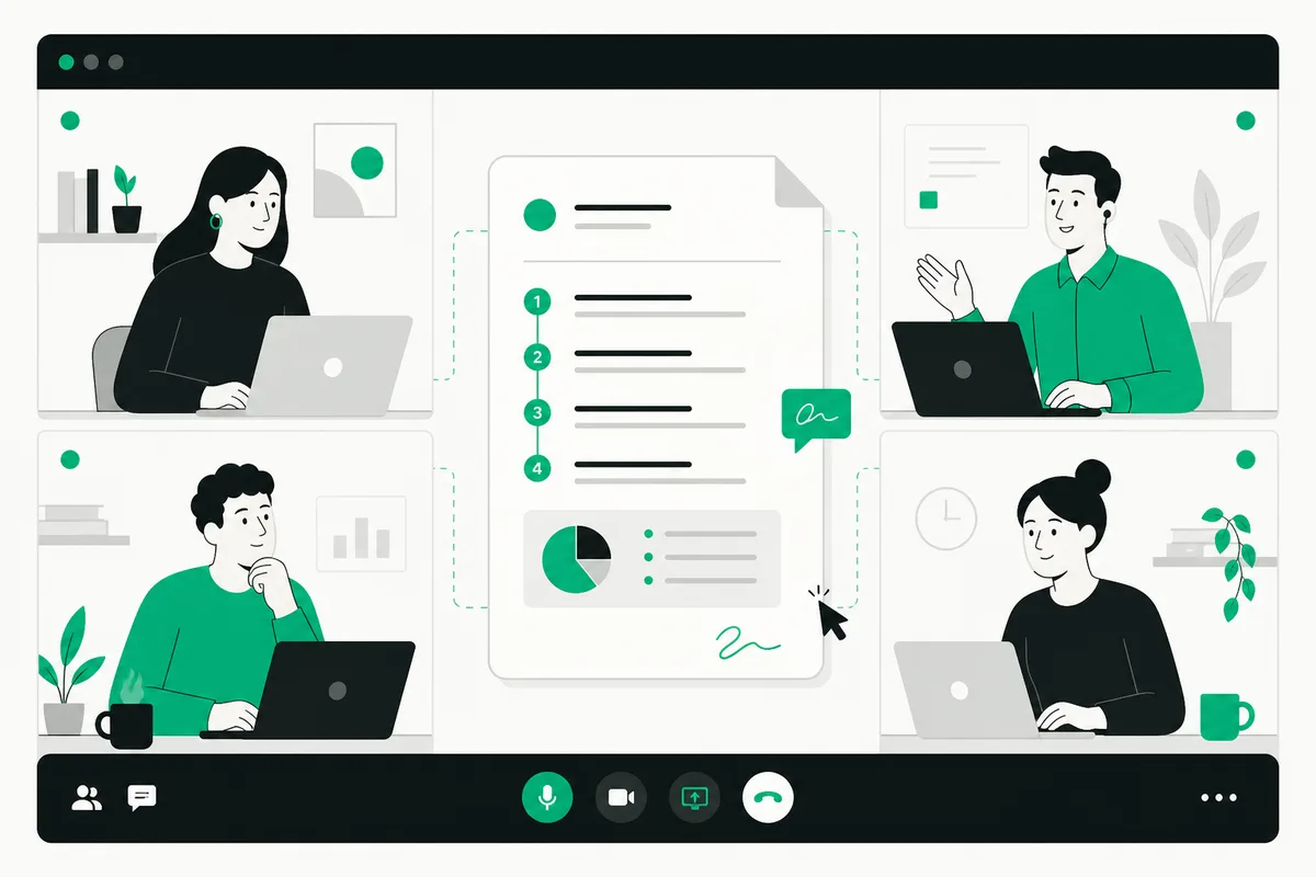 Live video meeting with a shared working document