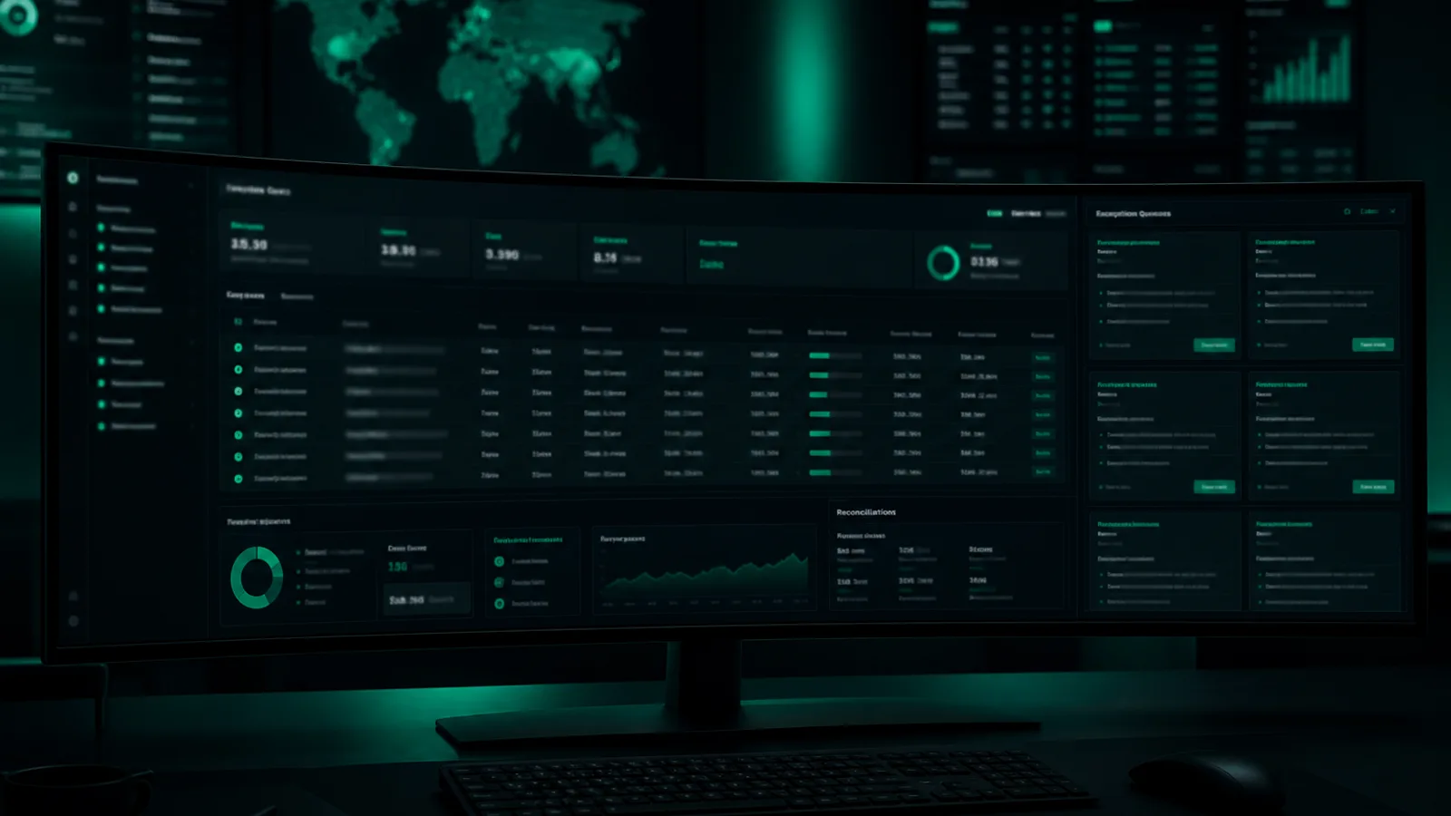 Payments operations and compliance dashboard concept